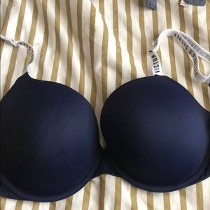 logo strap navy bra